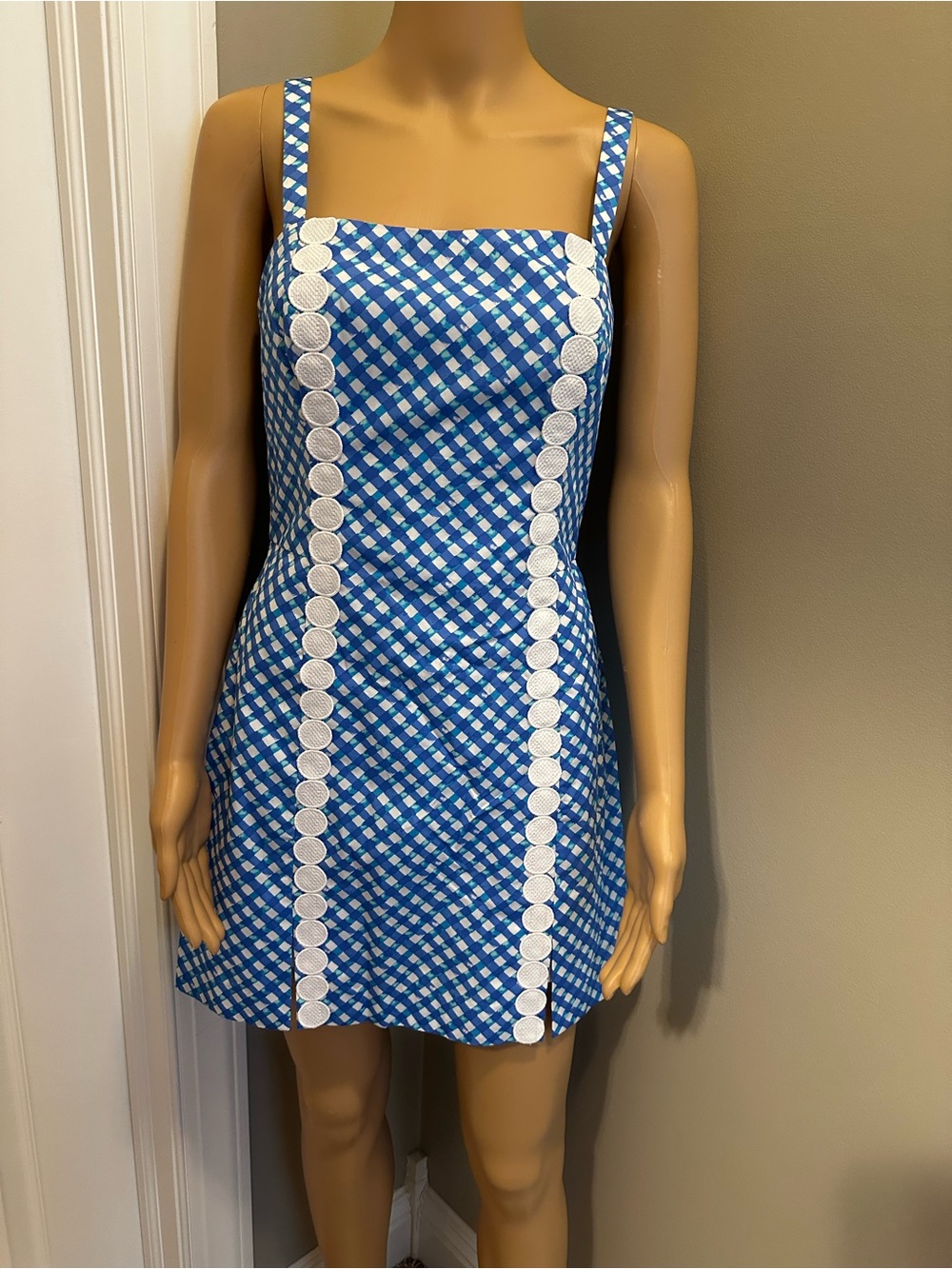Lilly Pulitzer Lawless Sleeveless Romper in Boca Blue Double Checking